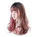 Long Wavy Wig Highlights Bangs - Natural Looking Synthetic Hair Mix Wig For Women Cosplay Costumes, Halloween, Theme Parties and Daily (ombre red)