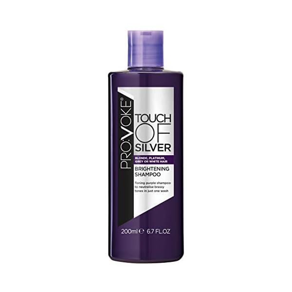 PROVOKE-Touch-of-Silver-Brightening-Shampoo-purple-200-millilitre PROVOKE Touch Of Silver Brightening Purple Shampoo 200ml, Neutralises Yellow & Orange tones, Formulated with Violet…