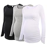 Jinson Pack 3pcs Women's Motherhood Maternity Tunic Tops Mama Flattering Side Ruched
