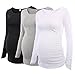 Jinson Pack 3pcs Women's Motherhood Maternity Tunic Tops Mama Flattering Side Ruched