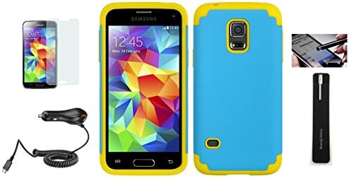 Hybrid Dual Layer Case for Samsung Galaxy S5 with Screen Protector and Momiji® Stylus Pen, Car Charger (Blue)