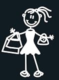 My Family Car Stick Figure Sticker Decal Female Mom Mother Shopping- M1
