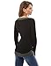 PattBoutik Women V Neck Long Sleeve Curve Hem Sweater (Black and Gray Medium)