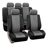 FH-PU002115 Classic Exquisite Leather Car Seat Covers, Airbag compatible and Split Bench, Gray / Black color