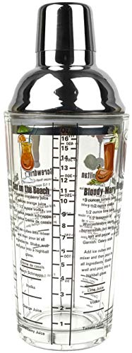 14 oz Recipe Glass Cocktail Shaker With Strainer Top - Includes 6 Cocktail Drink Recipes (Vodka Theme) - Thumbnail 2