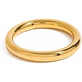 NewZenro Chunky 18k Gold Plated Bracelet for Women Men Minimalist Stainless Steel Simple Design Hypoallergenic Lightweight Stackable Stretch Bangle Jewelry for Everyday Wear