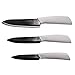 Ceramic Kitchen Knives-3 Piece Set- 4” Pairing/Fruit, 5” Utility /Slicing, 6” Chefs Carving Knife With Gift Box. Beautiful Cutlery With White Handles And Black Blades.