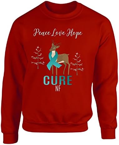 Peace Love Hope Cure Christmas Reindeer Nf - Adult Sweatshirt S Red