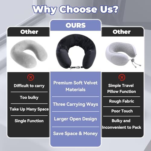 Xolear Travel Pillow to Fill with Clothing, Black | Airplane Neck Warmer Wear Eye Mask and Ear Plugs for Travelling by Car or Airplane, No Fillers