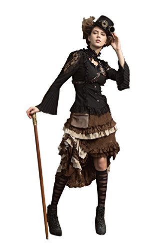 HaoLin Steampunk Victorian Gothic Lace Skirt Pirate Renaissance Costume With Fanny Pack