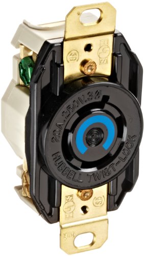 Hubbell Wiring Device-Kellems Locking Devices, Twist-Lock, Industrial, Flush Receptacle, 20A 3 Phase Delta 250V AC, 3-Pole 4-Wire Grounding, L15-20R, Screw Terminal, Black (Model: HBL2420)