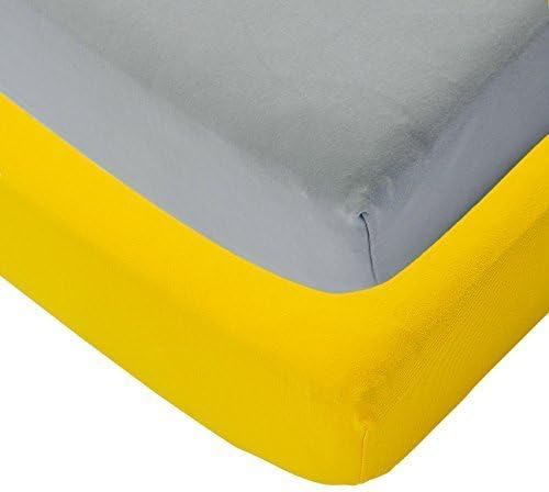 2-Pack 100% Organic Cotton Super Soft Crib or Toddler Sheet Set (Grey/Yellow)