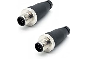 FOWIUNYE 2Pcs M12 8 Pin Male Connector, 12mm Industrial Circular Connector Field Assembly Wireable Sensor IP67 A Code Straight Type Adapter Unshiled 60V 4A AC/DC Connector for PG7