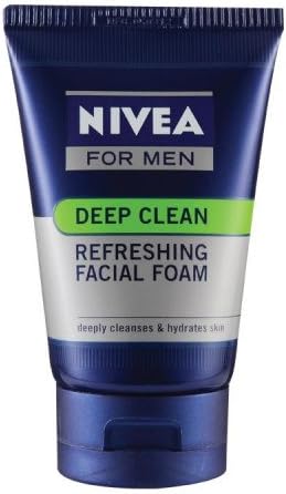 NIVEA For Men Deep Clean Facial Foam 100g-cleanse Skin Thoroughly and Effectively Remove Dirt and impurities and Reduce Blemishes for a Healthy