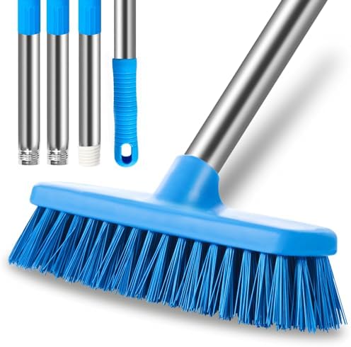 2-in-1 Floor Scrub Brush With Long Handle Bristle Brush Wall