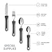 Special Supplies Adaptive Utensils (4-Piece Kitchen Set) Wide, Non-Slip Handles for Hand Tremors, Arthritis, Parkinson’s or Elderly Use, Stainless Steel Knife, Fork, Spoons (Gray Striped)