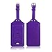 ACdream Luggage Tags 2 Pack, Leather Suitcase Tags Identifiers, Cute Cruise ID Labels with Privacy Cover fits on Backpack, Travel Bag, for Women, Men, Adults, Kids, Dark Purple