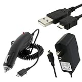 New Combo Rapid Car Charger + Home Wall Charger + USB Data Charge Sync Cable for Pantech Breeze III P2030, Crossover P8000