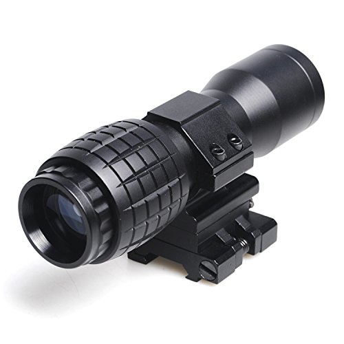 CVLIFE Tactical 4X Magnifier 20mm Rail Mount Scope Perfect with Flip to Side Quick Release Detachment for Red Dot Sight
