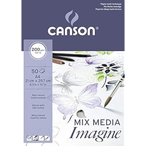 Canson Imagine, Bloc Papel de Dibujo, A4-21 x 29.7 cm, Blanco