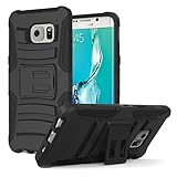 Galaxy S6 Edge+ Case, MoKo Shock Absorbing Hard Cover Ultra Protective Heavy Duty Case with Holster Belt Clip + Built-in Kickstand for Samsung Galaxy S6 Edge+ (Plus) 5.7 Inch - Black