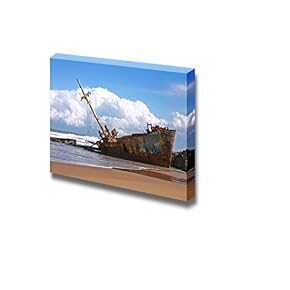 Ship Wreck with Clouds and Beach Wall Decor
