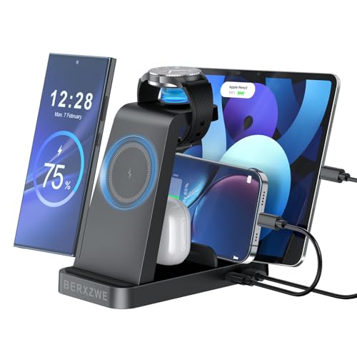 Wireless Charger for Samsung: 5 in 1 Wireless Charging Station for Samsung, Charger Dock Stand for Multiple Devices- Samsung Galaxy Watch 7 6 5 Buds Galaxy S24 Ultra S23 S22 S20 Note 20 10 Z Fold