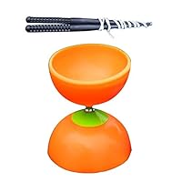 Fengzhicai Funny Chinese YOYO 3 Bearing Clutch Diabolo Set Metal Sticks String Toys (Orange)