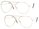 Gravity Shades Clear Lens Aviator Sunglass, Gold 2 Pack