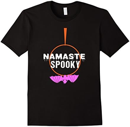 Mens Aerial Yoga Halloween Namaste Spooky Bat Funny Tee 3XL Black