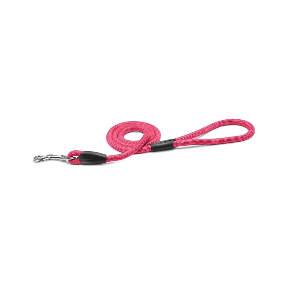 Record - Tubular Dog Leash - Made of Soft and Durable Nylon with Plastic Details - Equipped with Metal Carabiner - Pink - Size L - Diameter 2.2 cm - Length 90 cm