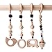 Baby Love Home 4pcs Wooden ring baby teether Activity Nursing Play Gym Silicone beads animal Pendant Rattles baby toys organic Non-toxic Environmental protection Sensory toys gift