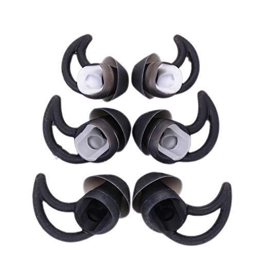 Replacement Silicone Ear Tips Earbuds Buds Stayhear Set for Bose QC30 QC20 SIE2i IE2 IE3 Soundsport Wireless Headphones, 3 Pairs (Black) - Thumbnail 7