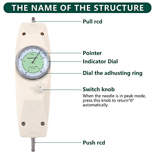 Force Gauge,Knoweasy NK300 Mechanical Analog Push Pull Gauge Force Measuring Instrument With