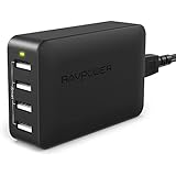 RAVPower 40W 8A 4-Port USB Charger Charging Station with iSmart Technology (Black)