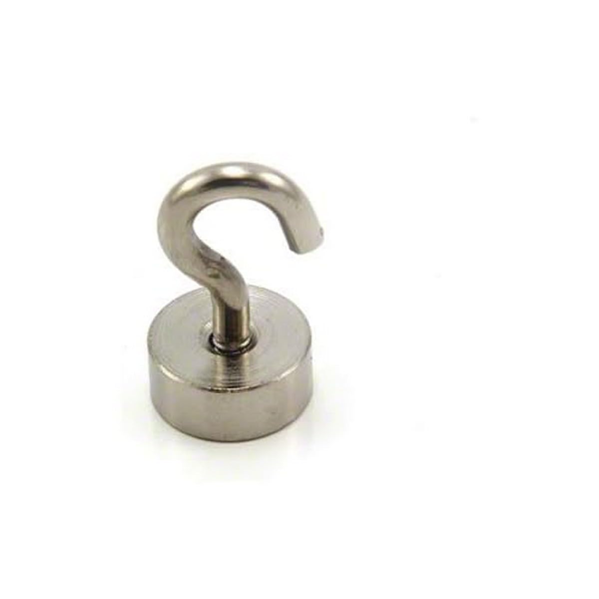 19mm dia Neodymium Clamping Magnet with M5 Hook for Hanging, Holding or Displaying Items - 17kg Pull