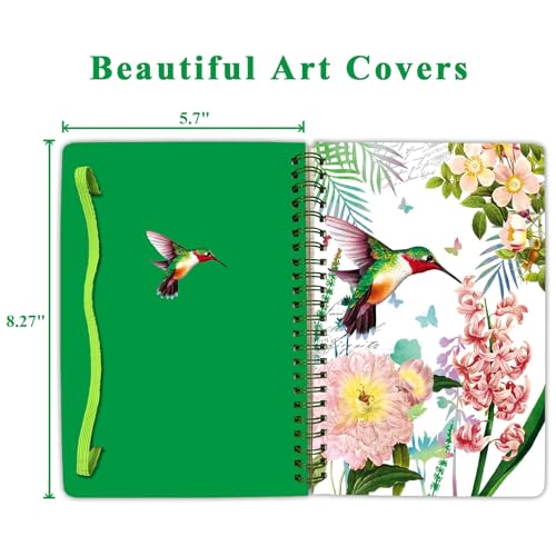 DWIYITTN A5 Spiral Notebook for Women, 4 Pack Hardback Notebook Gift Set 160 Lined Pages Spiral Bound with Elastic Closure for School College Work Home to Write Note Taking
