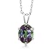 Gem Stone King 1.35 Cttw Green Mystic Topaz Gemstone Pendant Necklace | 925 Sterling Silver | Oval 8X6MM | With 18 Inch Silver Chain