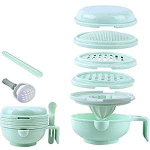 WINGOFFLY 7 in 1 Food Masher Maker Portable Feeder Food Processor Smasher Serve Bowl Vegetables Fruit Ricer Grinder