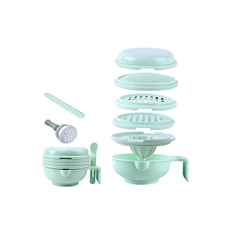 WINGOFFLY 7 in 1 Food Masher Maker Portable Feeder Food Processor Smasher Serve Bowl Vegetables Fruit Ricer Grinder