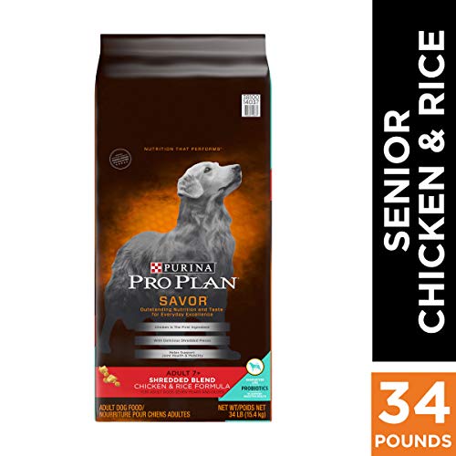 Purina Pro Plan With Probiotics Senior Dry Dog Food, SAVOR Shredded Blend Chicken & Rice Formula - 34 lb. Bag