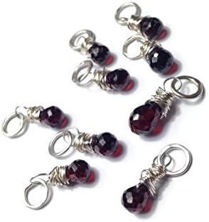 Faceted Briolette Teardrop Garnet Gemstone Bead and Sterling Silver Add A Dangle Charm Round Jump Ring