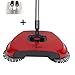 SHINENGkeji 3 in 1 Household Lazy Automatic Hand Push Sweeper Broom 360 Degree Rotating Cleaning Machine Sweeping Tool Without Electricity Dustpan Trash Bin (Red)