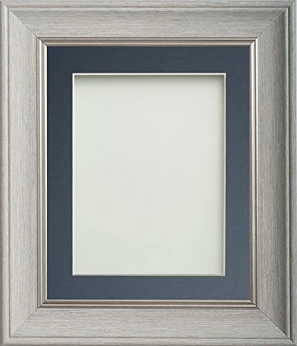 Frame Company Drummond Range Pale Grey 7x5 inch Picture Photo Frame with Blue Mount for Image 6x4 inch * Choice of Sizes* Fitted with Real Glass — image 1