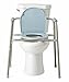 Medline Steel 3-in-1 Bedside Commode, Portable Toilet with Microban Protection, Can Be Used as Raised Toilet Seat Riser, Light Grey with Blue Accent
