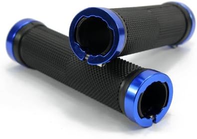 Double Lock On Locking Handlebar Grips for Cycle Bicycle MTB Mountain Bike BMX Folding Bike (Blue)