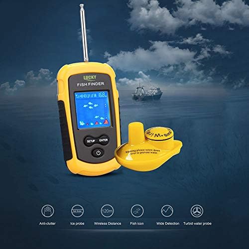LoMe Wireless sonar fishfinder color screen visual depth detector 100 depth portable fish finder for boat lake coast and ice fishing