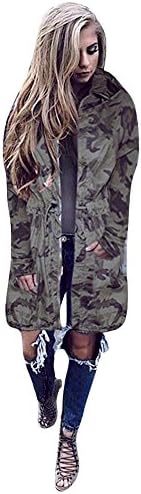 Faionny Women Hooded Coat Camouflage Blazer Warm Parka Jacket Drawstring Windbreaker Autumn Winter Outwear