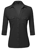 MBE Women's Button Down Cotton Spandex Top W/ Side Rib Panel