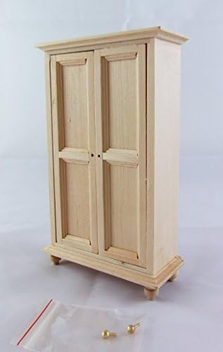 Wonham Dolls House Miniature 1:12 Unfinished Bedroom Furniture Natural Wood Wardrobe
